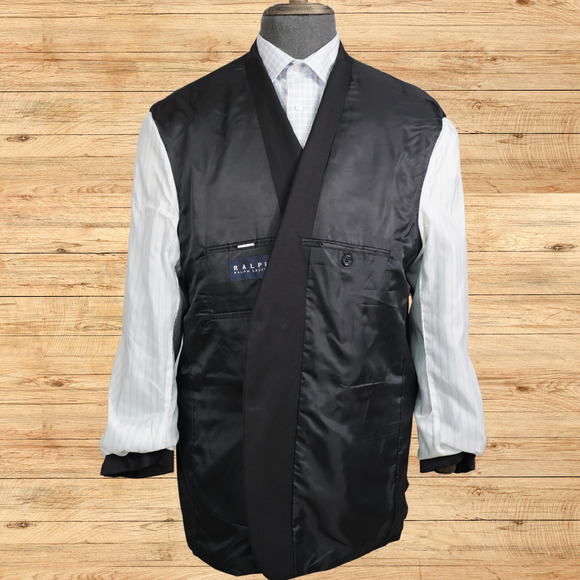 Ralph Ralph Lauren Blazer Mens Size 46R Black Silver Metal Buttons 100% Wool - Picture 5 of 9